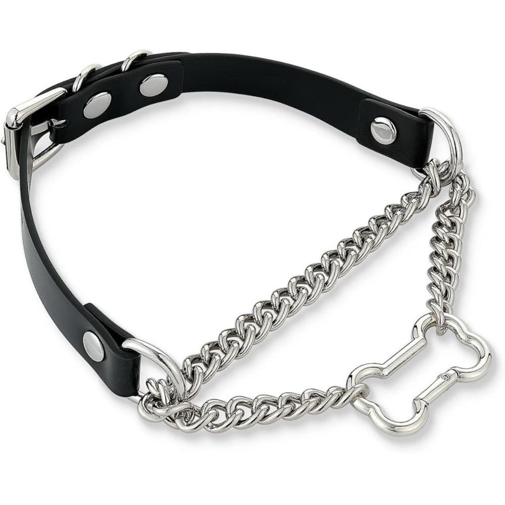 Ademishia Genuine Leather Chain Choker Collar Necklace w Dog Bone Charm, NWT!